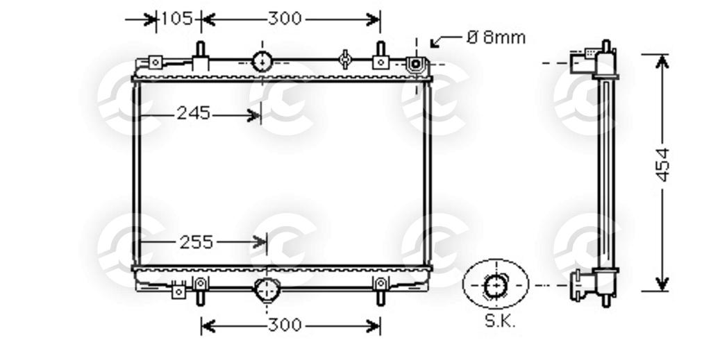 RADIATORE per PEUGEOT 406, 607 e 406 Break, CITROËN C5 I, C5 I Break e C5 Cassone / Furgonato / Promiscuo