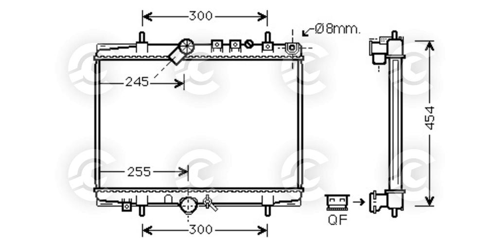 RADIATORE per CITROËN C5 I, C5 I Break e C5 I Furgone/familiare e PEUGEOT