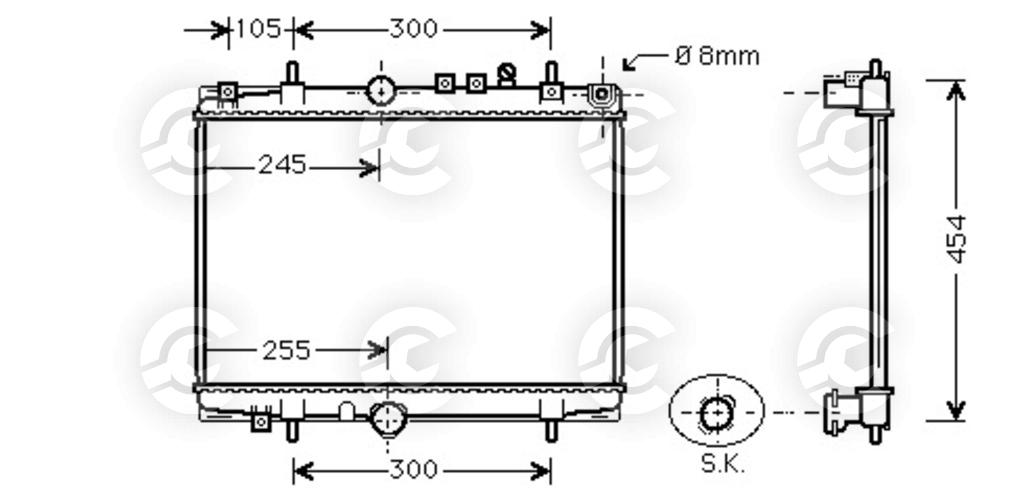 RADIATORE per PEUGEOT 406 e 406 Break, CITROËN C5 I e C5 I Break