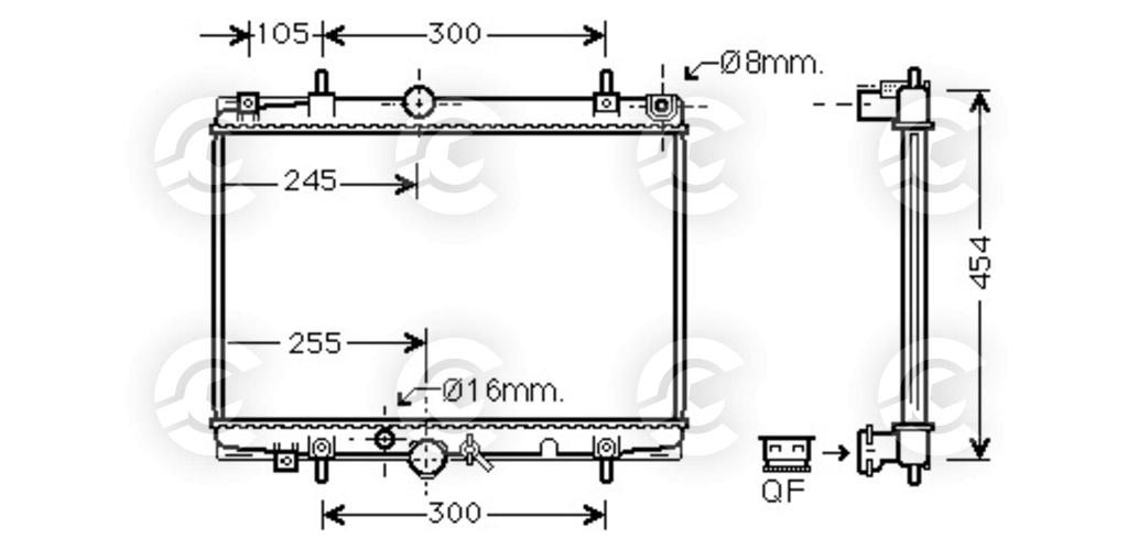 RADIATORE per PEUGEOT 406 e 406 Break, CITROËN C5 I e C5 I Break