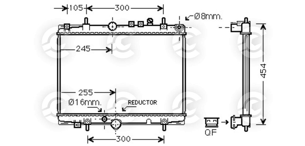 RADIATORE per PEUGEOT 406 e 406 Break, CITROËN C5 I, C5 I Break e C5 Cassone / Furgonato / Promiscuo