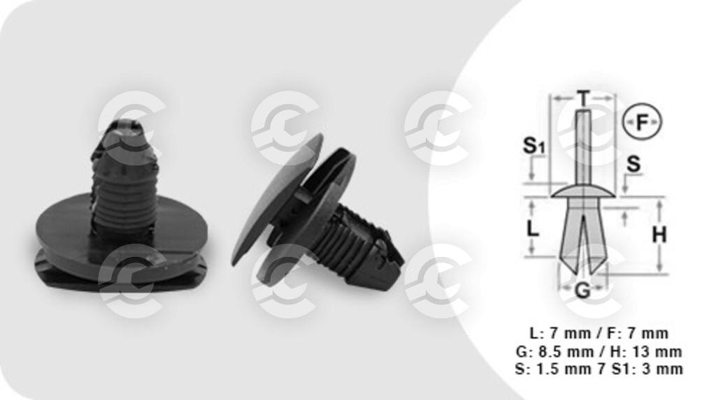 RIVETTI PLASTICA (16 PEZZI)-LUNGHEZZA 7 MM-LARGHEZZA 1.5 MM-TESTA 20 MM-FORO 7 MM