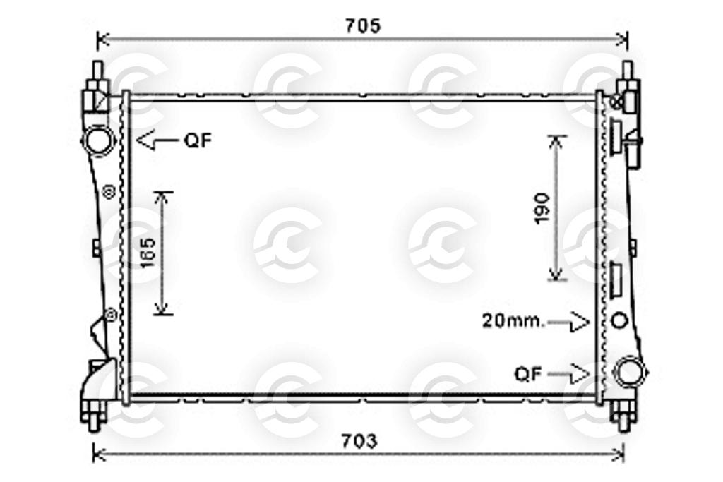 RADIATORE per FIAT DOBLO Cargo, DOBLO Combi e DOBLO Pianale piatto/Telaio, OPEL COMBO Tour e COMBO Cassone/Limousine spaziosa