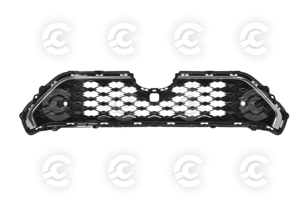 GRIGLIA RADIATORE-NERA-LUCIDA-CON MODANATURA CROMATA-CON FORI PDC-CON FORO TELECAMERA