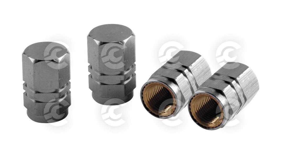 Sport-Cap Hexagonal, set 4 tappi coprivalvola - Alluminio