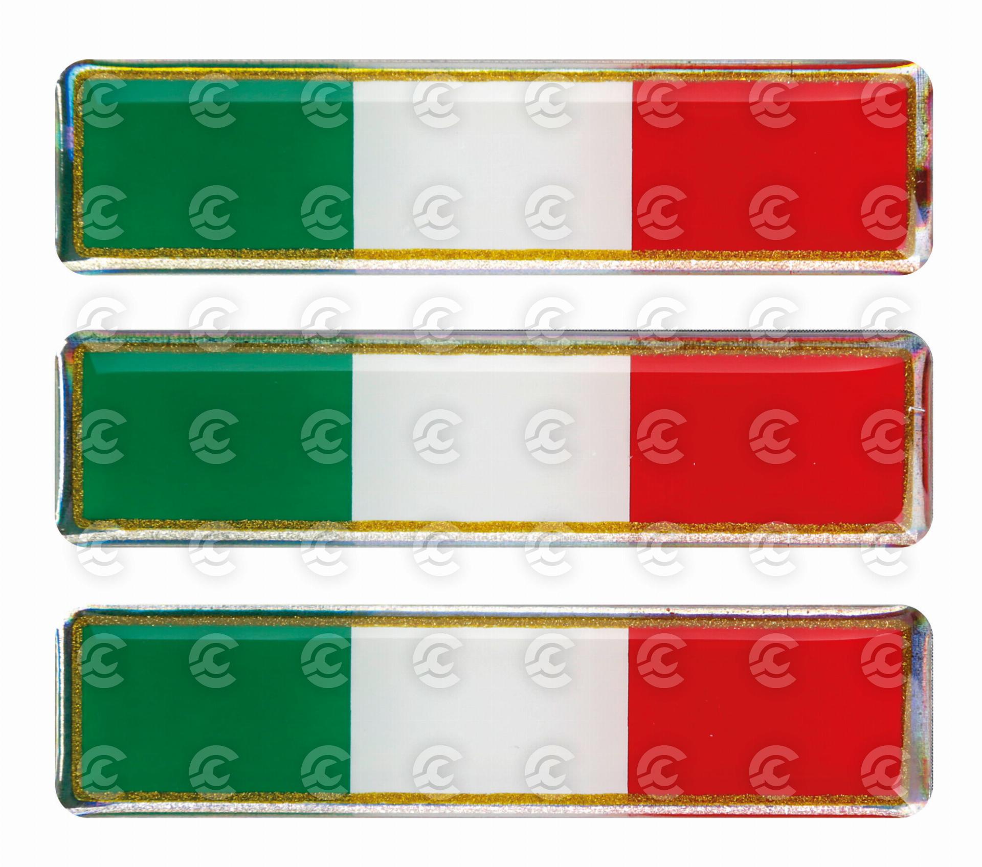 Sticky 3D - Tricolore Italia corto classico, 3 pz - 80x16 mm