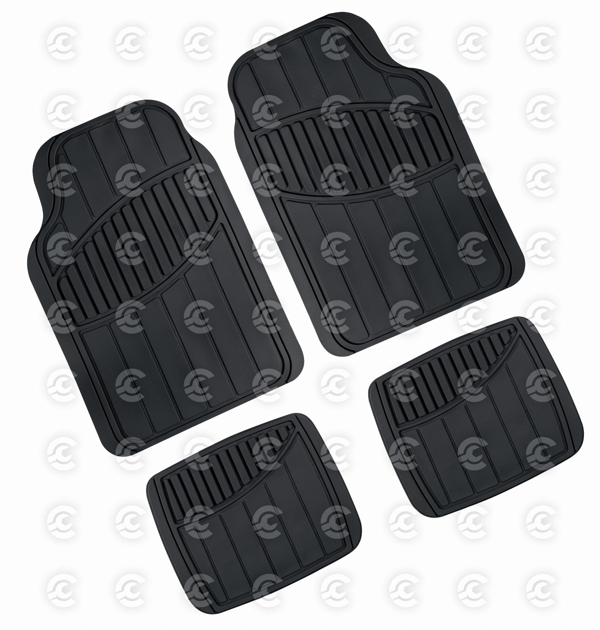 Kyoto, serie tappeti universali in pvc 4 pezzi - Nero