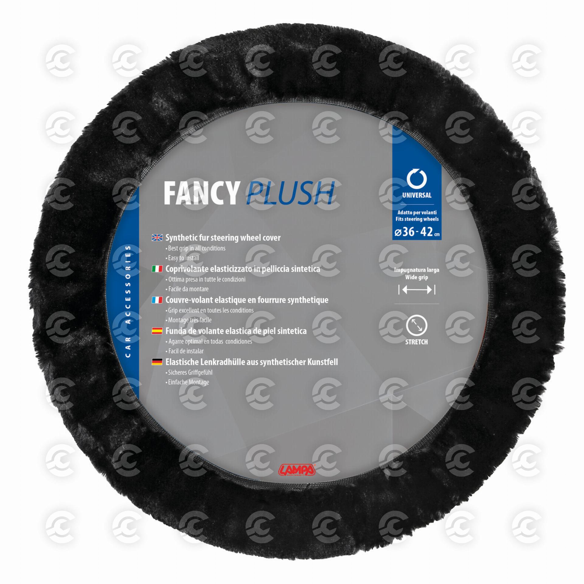 Fancy Plush, coprivolante elasticizzato in pelliccia sintetica - Ø 36-42 cm - Nero