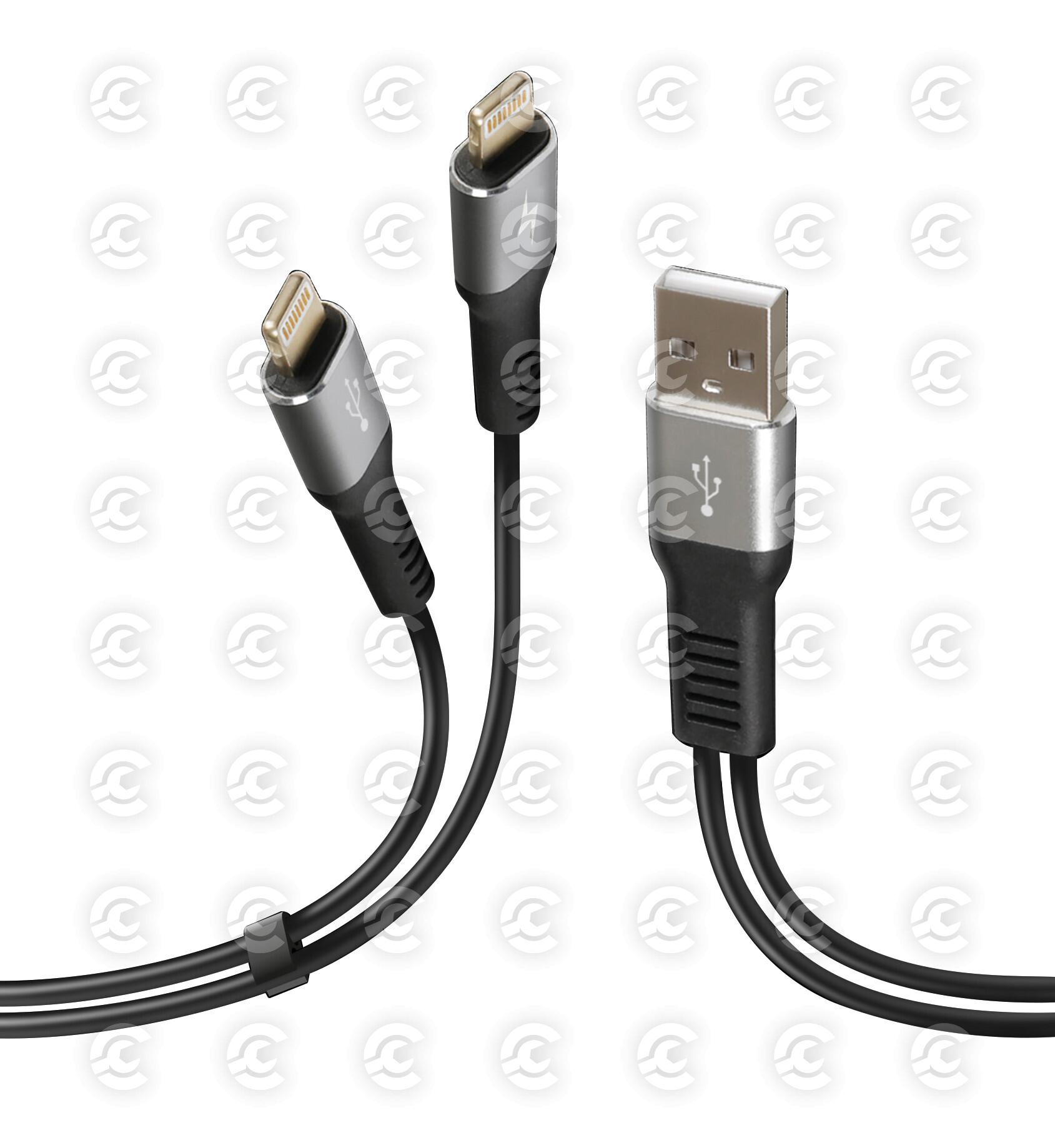 Cavo con doppio connettore, Usb > Apple 8 Pin - 100 cm - Nero