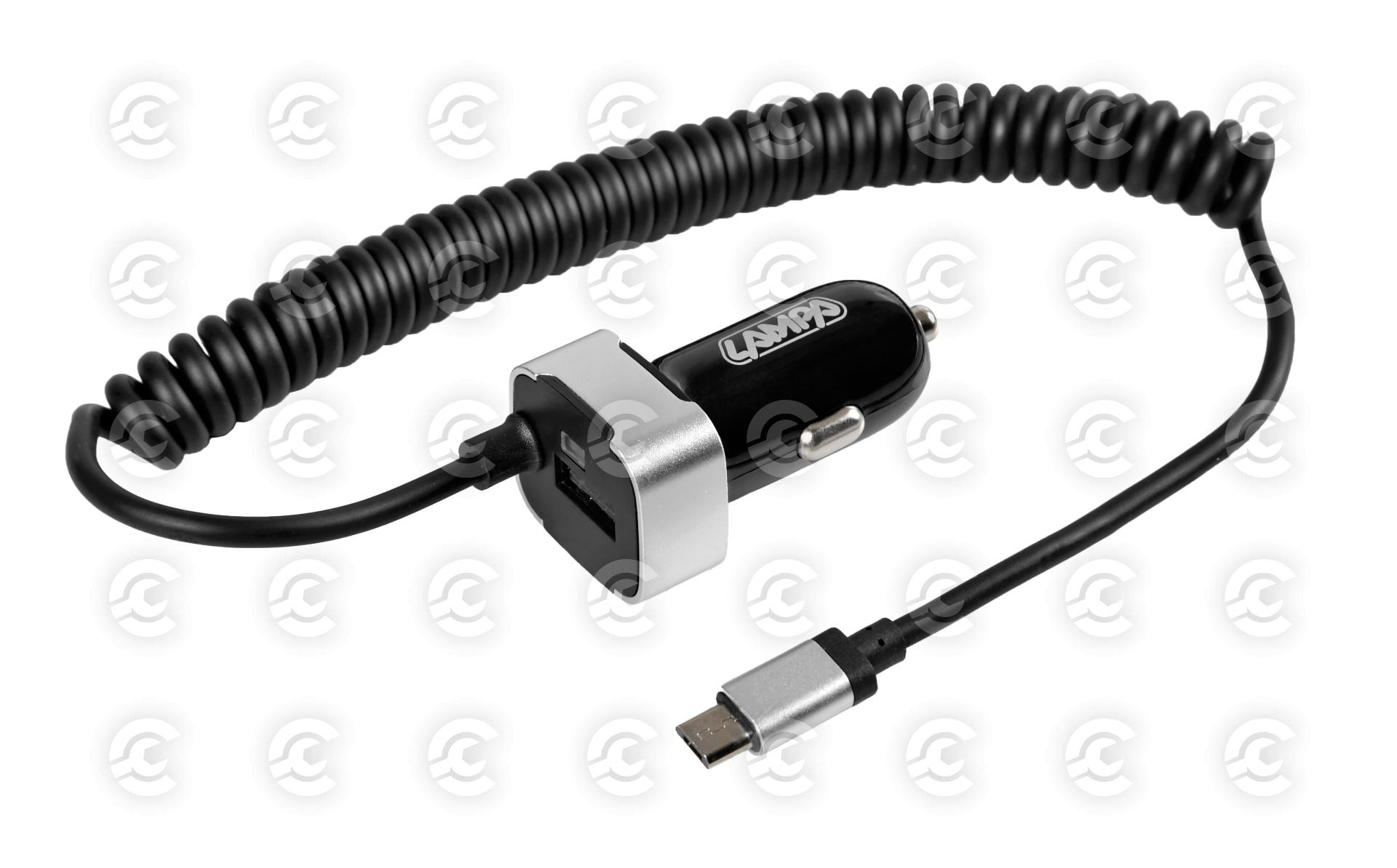 Caricabatteria Micro Usb con 1 porta Usb - Fast Charge - 2400 mA - 12/24V