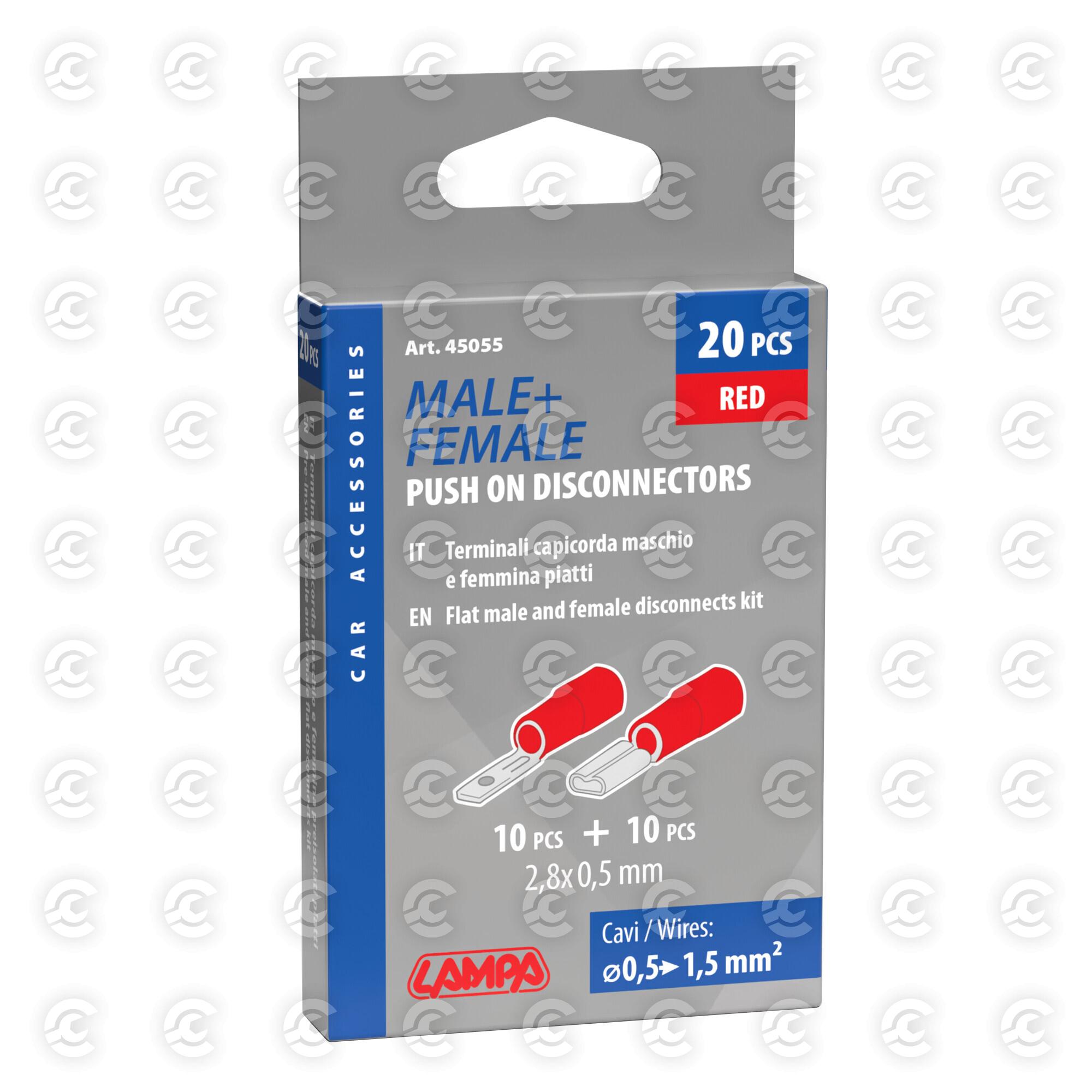 Kit 20 terminali-capicorda piatti - Rosso