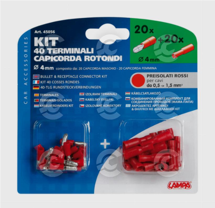 Kit 40 terminali-capicorda rotondi - Rosso