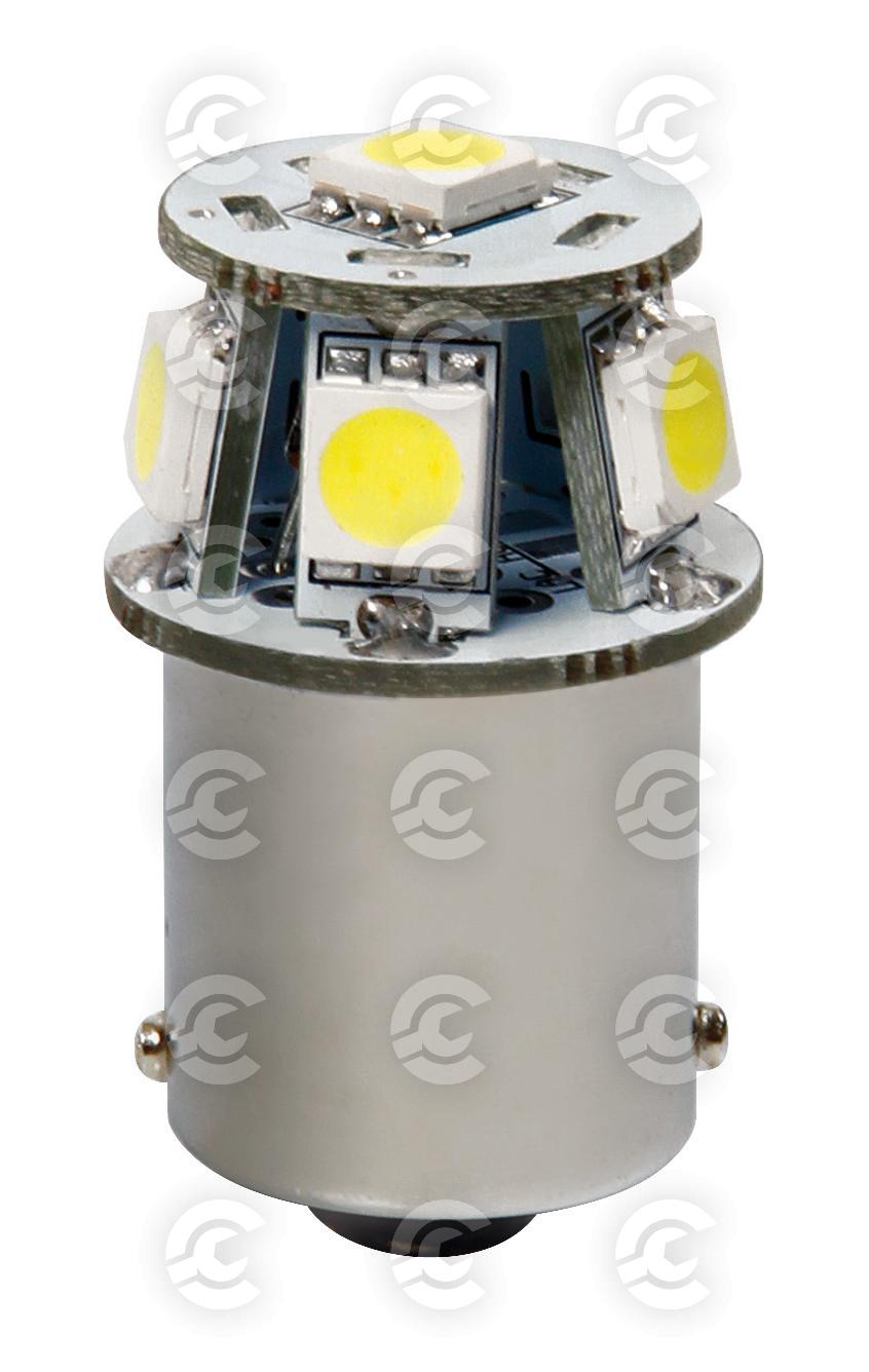 12V Led Series - 6 SMD x 3 chips - (P21W) - BA15s - 1 pz  - D/Blister - Bianco - Doppia polarità