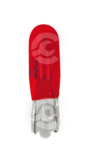 12V Lampada con zoccolo vetro - (T5) - 1,2W - W2x4,6d - 2 pz  - D/Blister - Rosso