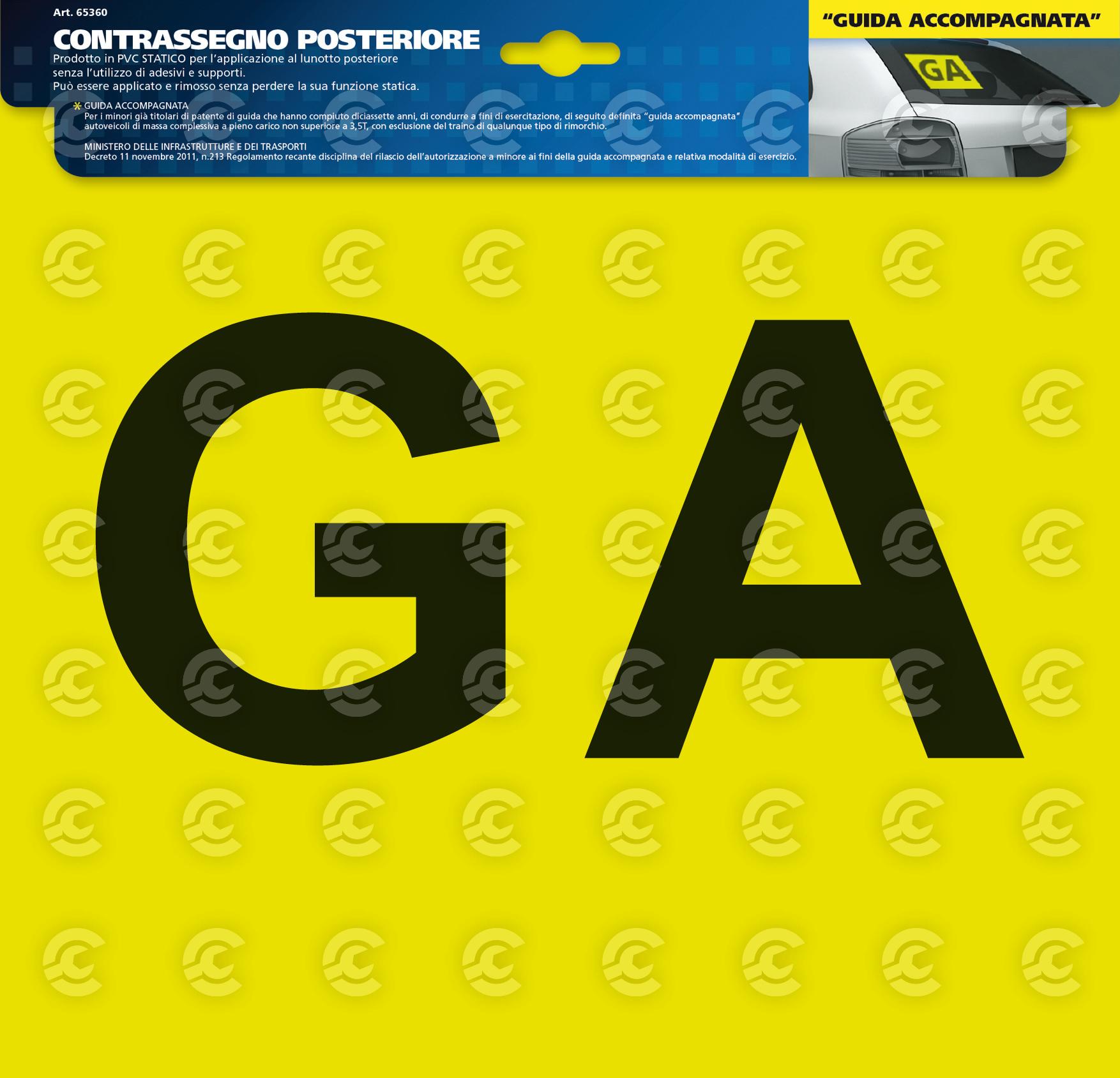 Contrassegno GA (Guida Accompagnata) - Posteriore