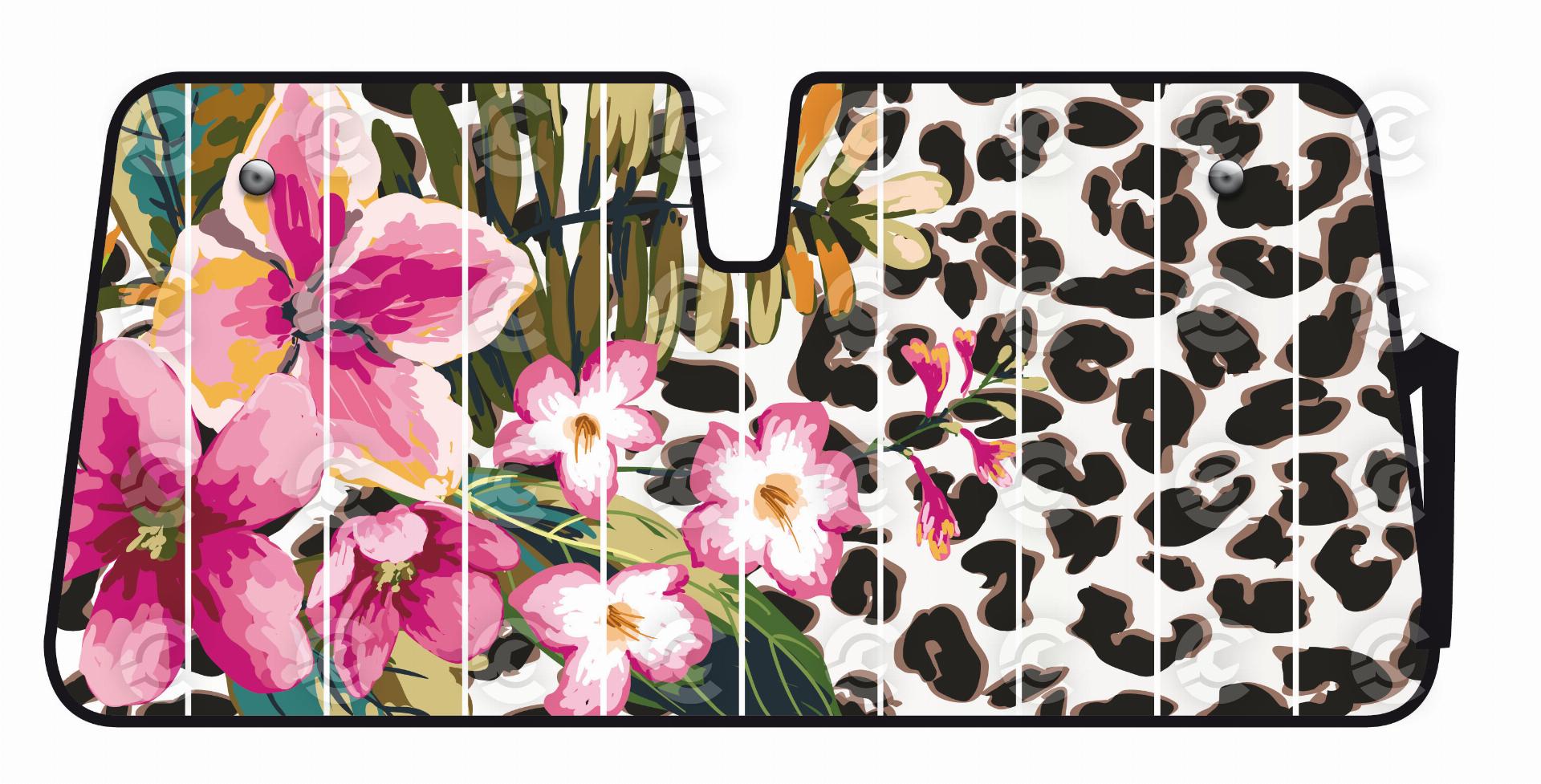 Scudo termico per parabrezza - 68x147 cm - Flower Leopard