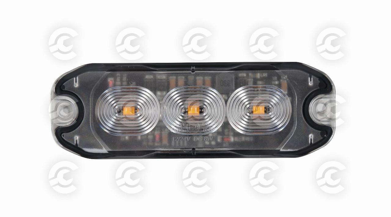 Luce di segnalazione multifunzione a 3 Led, 12/24V - 88x30 mm - Arancio