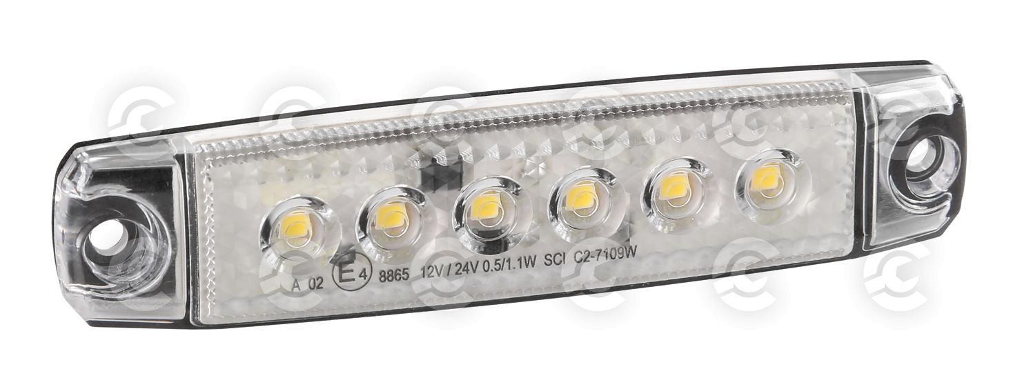 Luce ingombro a 6 Led, montaggio in superficie,12/24V - Bianco